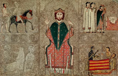 Altar frontal from the Church of Saint Martin, Chia, Spain, depicting Saint Martin of Tours and four scenes from his life