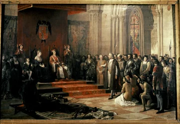 Columbus with the Catholic Kings (Isabella and Fernando)