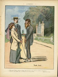 Illustration by Ricardo Flores (1878-1918) in Le Lire, 01/06/12 - Formerly - Countryside, Urban Architecture, Misery, Life of the Rich, Tree - Women