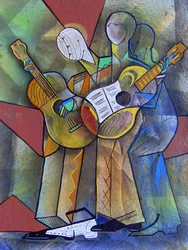 Cubist Guitar Players