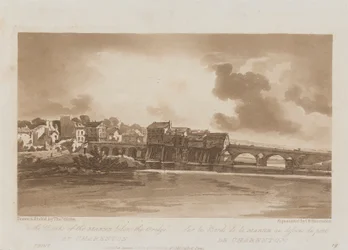 On the Banks of the Marne below the Bridge at Charenton 1803; Plate 19 from Views in Paris, the Emanuel Volume