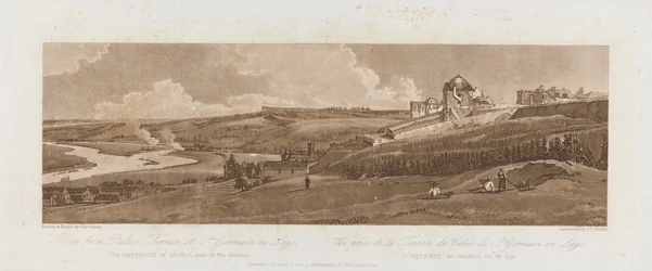 View from Palace Terrace at St. Germain en Laye; The Aqueduct of Marli Seen in the Distance 1803; Plate 16 from Views in Paris, the Emanuel Volume Tracing of the Plate, B1981.25.2625