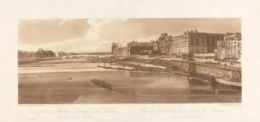 View of the Louvre and Bridge of the Thuilleries, taken from Pont Neuf. 1802; Plate 2 from Views in Paris, the Emanuel Volume Tracing of the plate, B1981.25.2613