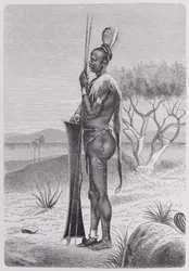 A Tattooed Shuli Black Person with His Weapons, from 