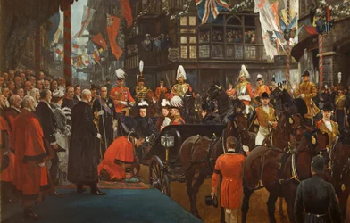 Queen Victoria Knighting Herbert Ashman, Esq., First Lord Mayor of Bristol, at the Council House, November 12th