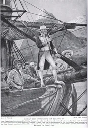 Captain Cook approaching New Zealand, illustration from 