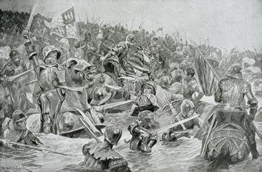 The Battle of Towton in 1461, illustration from Hutchinson