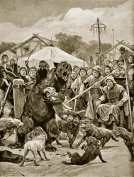 Bear Baiting in Saxon Times, illustration from 