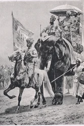 Suraj-ud-Daula at Plassey, 23rd June 1757 (Illustration from British Battles on Land and Sea, 1915)