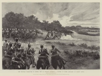 The Military Manoeuvres in Sussex, the 3rd Hussars capturing a Battery of Horse Artillery on Burton Down