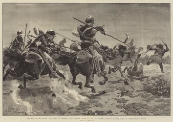 The War in the Sudan, the Fight at Hasheen, Near Suakin, 20 March, the 5th Lancers Charging on the Flank of Osman Digna