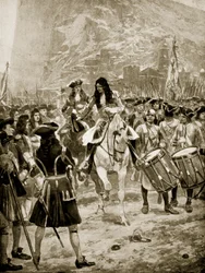 The surrender of Gibralter to the English, 24th July 1704, illustration from 