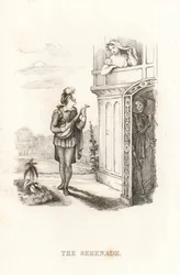 The Skeleton of Death and a Minstrel (engraving)