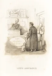 The Skeleton of Death at the Insurance Office (engraving)