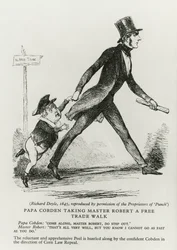Papa Cobden Taking Master Robert a Free Trade Walk, 1845