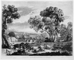 Pastoral Landscape with River and Bridge