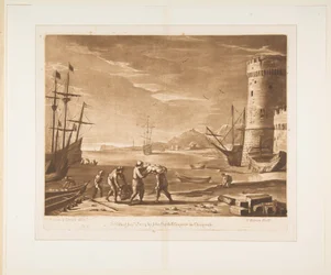 Seaport with Sailors Loading Merchandise