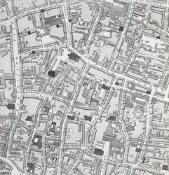 Street map of London around Guildhall, c.1795
