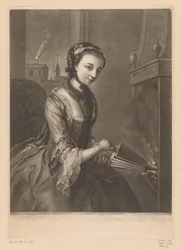 Young woman with a bellows