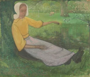 Woman of Huizen Sitting Under a Tree