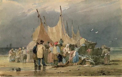 Fisherfolk on a Beach, a Storm Approaching