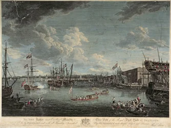 View of the Royal Dock Yard at Deptford, Engraved by William Woollett, Published 1st July 1793