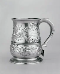 Handled mug, 1740-41, chased and engraved c.1845