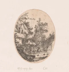 View of a River with Women Washing Clothes