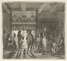 Interior with Figures by an Open Hearth