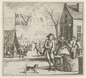 Winter Landscape with Inn and Skaters from The Winter, Winter Scenes