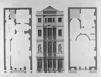 Elevation of the British Coffee House, Engraved by Robert Blyth, 1778