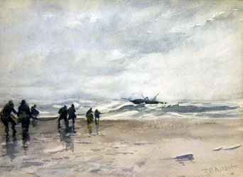 Fishermen Pulling in a Distressed Fishing Boat