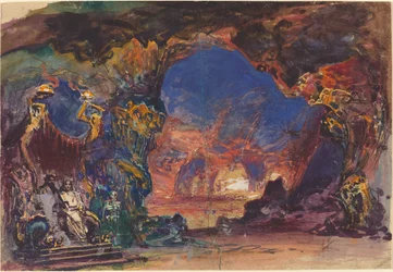 Underworld Scene with a Man and Woman Enthroned and Death Standing Guard