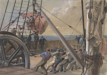 Getting Out One of the Large Buoys for Launching, August 2nd, 1865