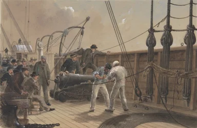 Splicing the Cable after the First Accident on Board the Great Eastern