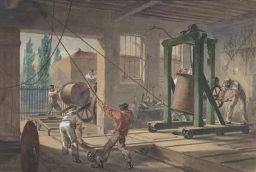 The Reels of Gutta-percha Covered Conducting Wire Conveyed into Tanks at the Works