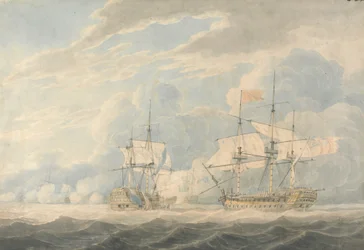 The Dutch Vice Admiral under Admiral De Winter Striking His Flag to the English Vice Admiral Onslow under Admiral Duncan at the Battle of Camperdown, 11th October 1797