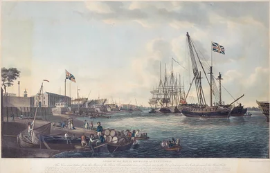 A view of the Royal Dockyard at Deptford, c.1789