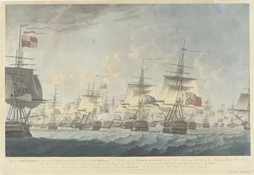 Battle of Camperdown (1797): Attack by the British Fleet (title on object: View of the British Fleet at Noon on the 11 October 1797, Bearing down to attack the Dutch Fleet)