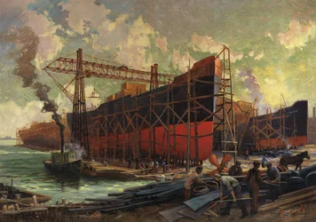 Shipbuilding in Ashbridges Bay, Toronto, 1918