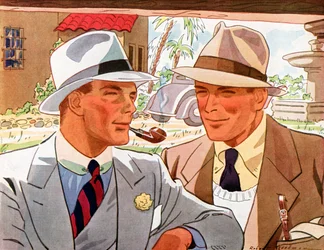 Two Very Fashionable Men in Suits and Hats