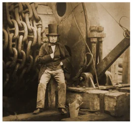 Isambard Kingdom Brunel by the launching chains of the SS Great Eastern