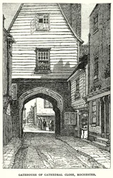 Gatehouse of Cathedral Close, Rochester (engraving)