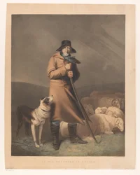 Shepherd with His Dog and Sheep