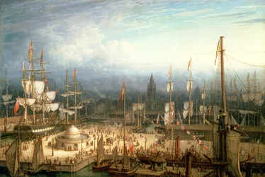 Four-Masted Clipper Ship in Liverpool Harbour