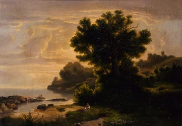 Landscape with Family by Lake, 1858