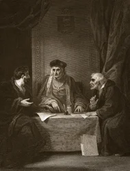 Henry VII with Empson and Dudley, engraved by Worthington, illustration from David Hume