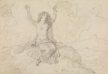 Study of a Semi-Nude Woman, Sitting, with Her Arms Raised Over Her Head