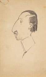 Caricature of Karl Isakson, Profile to the Left