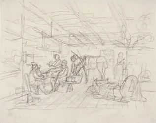 Interior Sketch with Portrait of Merchant Julin